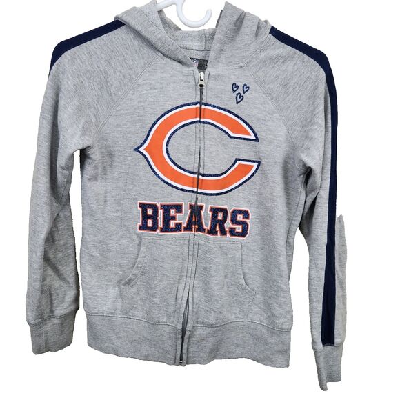 Chicago Bears NFL Team Apparel Jacket Hoodie Full Zip Graphic Navy Orange 8/10 - Picture 1 of 13